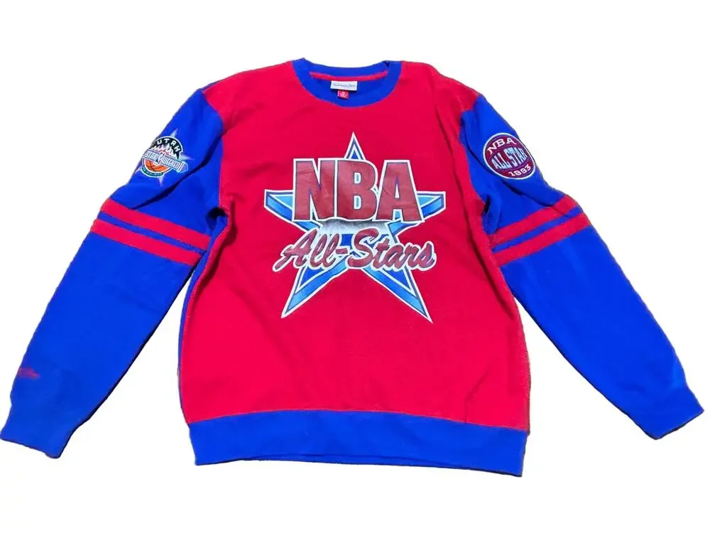 Mitchell & Ness NBA Retro Hardwood Classic Sweater Red Blue Men Large L New NWOT